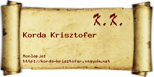 Korda Krisztofer névjegykártya